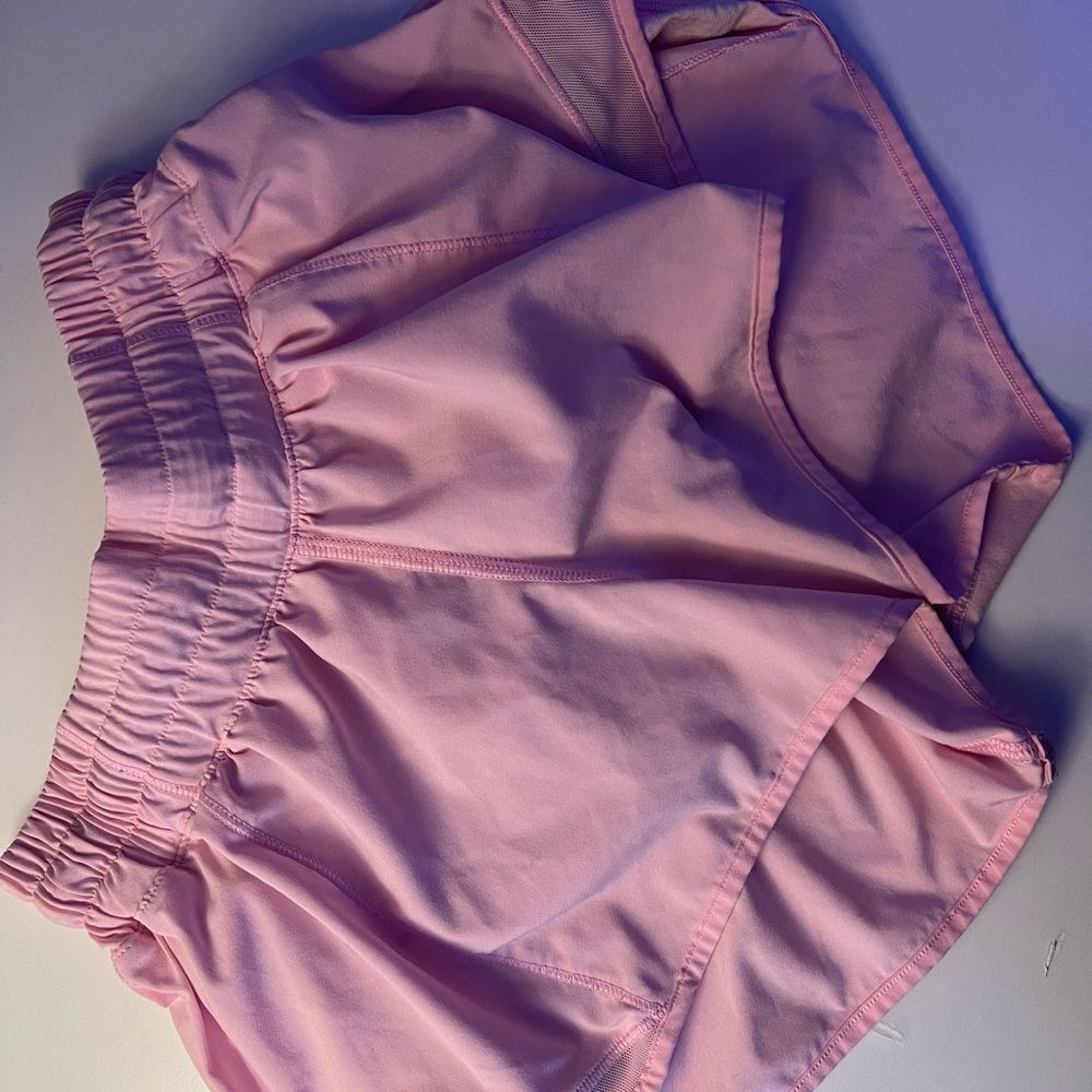 Pink Lululemon shorts no longer sold! Size 2 barely worn no stains